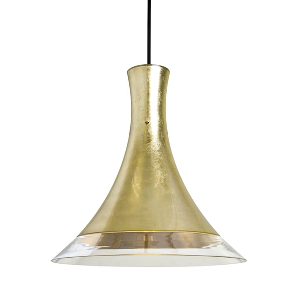 Besa Lighting Rio Cord Pendant, Gold Foil/Clear, Black Finish, 1x9W LED 1JT-RIOGF-LED-BK - main